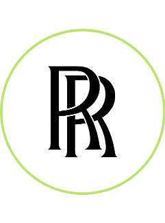 An image of Rolls Royce logo. Two letters R in black.